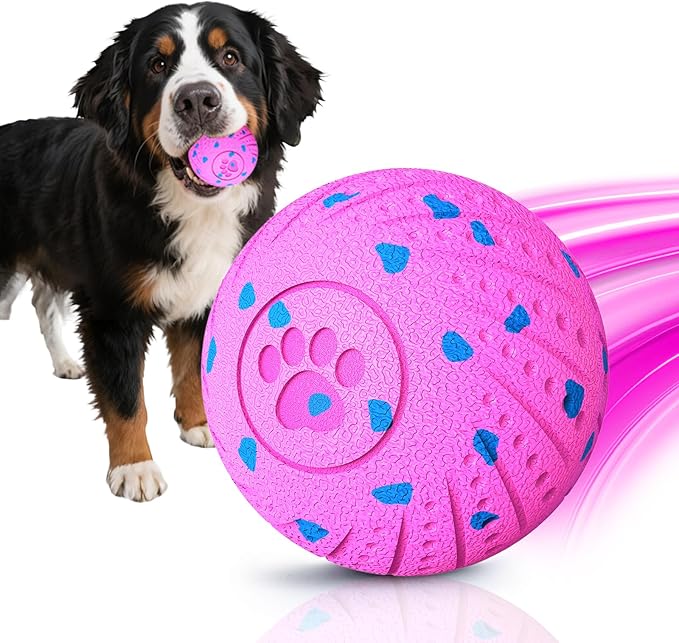 Interactive Dog Toys: Smart Dog Ball – Auto-Bounce, Vibrating & Jumping Action! Durable Duraspin Design for Aggressive Chewers. Rechargeable & Long-Lasting, Keeps Dogs Busy and Entertained Pink.
