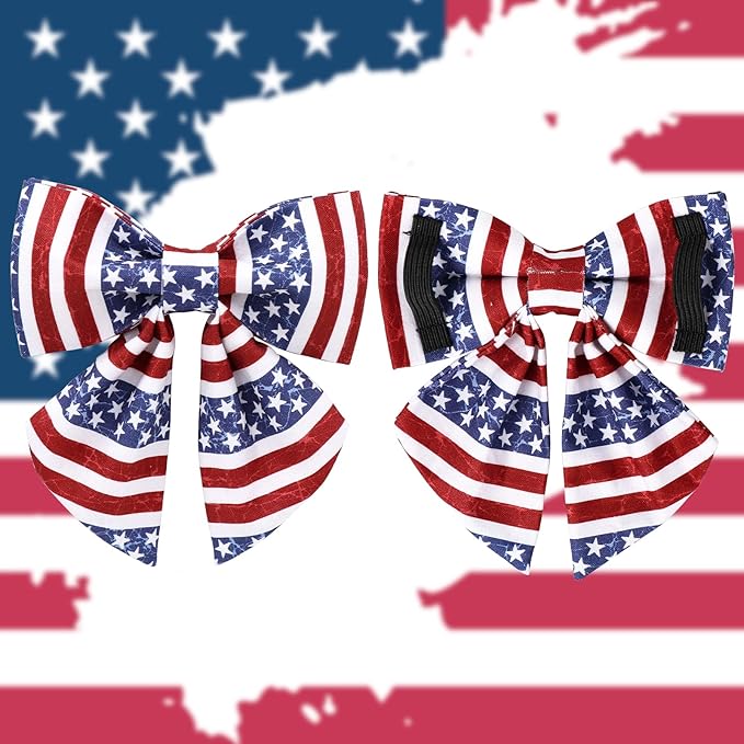 UP URARA PUP Patriotic Dog Collar with Bow Tie, 4th of July Bowtie Dog Collar, American Flag Collar for Puppy Boy Girl Dog or Cat, Comfortable Summer Bowtie Collar with Metal Buckle, XS