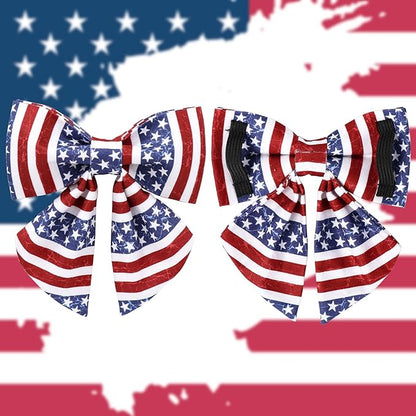 UP URARA PUP Patriotic Dog Collar with Bow Tie, 4th of July Bowtie Dog Collar, American Flag Collar for X-Large Boy Girl Dog, Comfortable Summer Bowtie Collar with Metal Buckle, XL