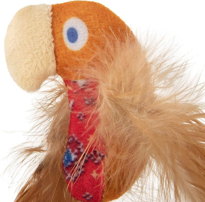 Instincts by SmartyKat 2-Pack HappyNip Love Mates Feather Birds Plush Cat Toys, Contains Catnip & Silvervine - Orange/Green, 2-Pack