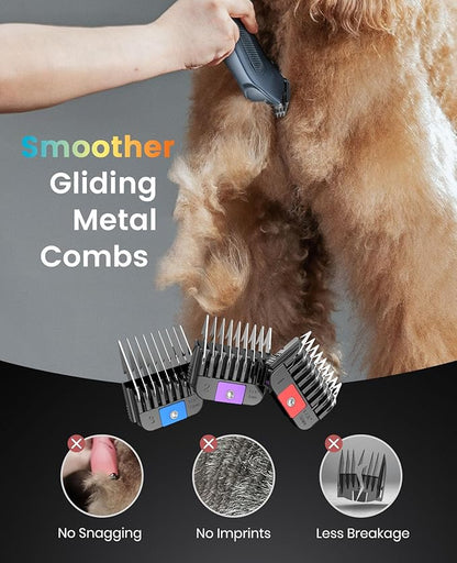 oneisall Professional Cordless Dog Clippers for Groomers, Heavy-Duty Dog Clippers for Thick Long Hair Doodle Poodle, 2-Speed Upgrade Motor, Detachable Batteries, Carbon Steel Blade