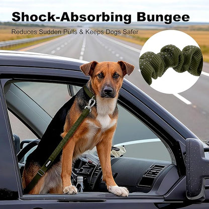 APakBak Dog Seat Belt for Car, Adjustable Dog Car Harness Seatbelt for Small Medium Large Dogs, Heavy Duty Travel Safety Restraint with Locking Aluminum Hook & Reflective Nylon Strap, Ranger Green