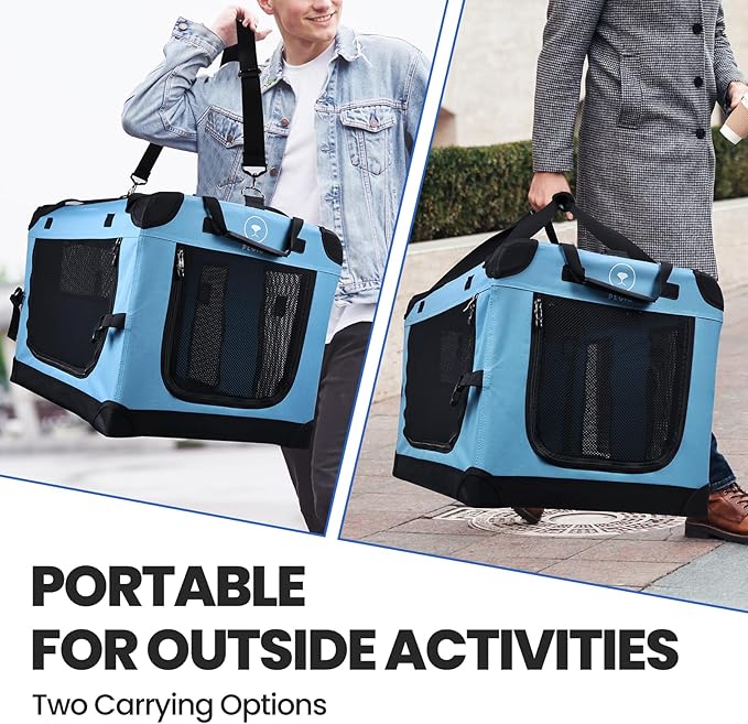 PEGIC Large Cat Carrier for Car Travel, Soft Sided Collapsible Pet Carrier for Outdoor and Indoor Uses, Roomy Extra Large Cat Carrier for 2 Kittens or Puppies Up to 50lbs (Teal)