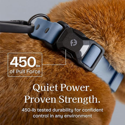2026 New Edition, Fei & Eve PVC MagEase Dog Collar - Patented Magnetic Buckles | Fur-Safe | 450LB Escape-Proof | Adjustable Fit | Large (Dusk Blue)