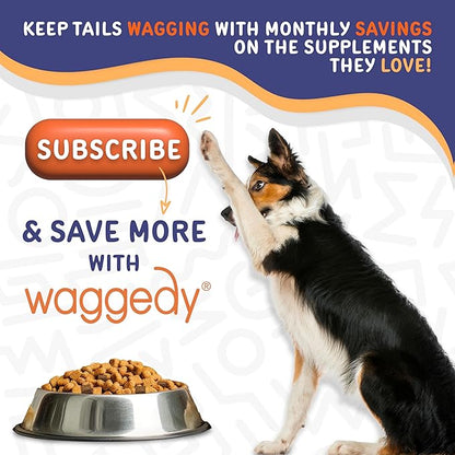 waggedy Hip and Joint Turmeric – Complete Dog Supplements for Joints with Glucosamine, MSM, HA & Omega Fatty Acids — Daily Glucosamine for Dogs to Improve Flexibility & Mobility (120 Dog Chews)