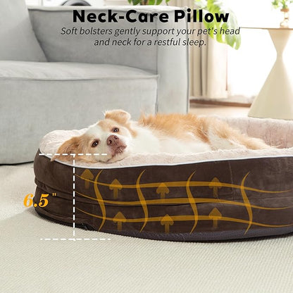 PetFun Orthopedic Dog Bed Couch for Large Sized Pets with Egg Foam Support, Four-Sided Bolster Cushions, Soft Tear-Resistant Fabric, and Removable Machine Washable Plush Cover
