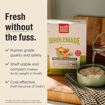The Honest Kitchen Human Grade Wholemade™ Dehydrated Whole Grain Chicken Dog Food, 1.5 oz x10
