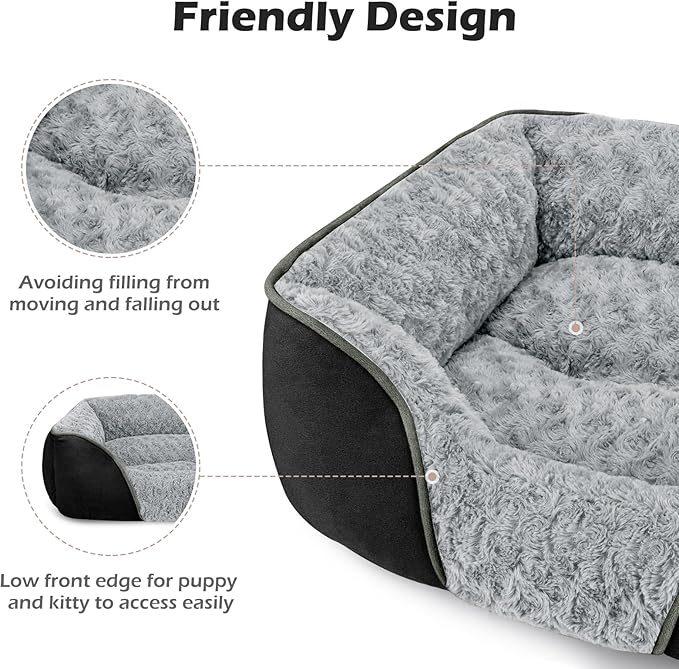 INVENHO Large Dog Bed Rectangle Washable Orthopedic Soft Calming Sleeping Durable Pet Cuddler with Anti-Slip Bottom