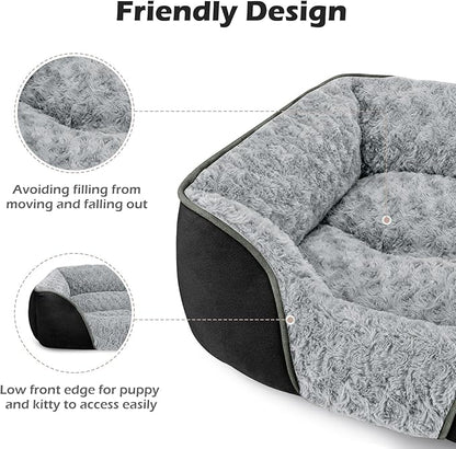 INVENHO Large Dog Bed Rectangle Washable Orthopedic Soft Calming Sleeping Durable Pet Cuddler with Anti-Slip Bottom