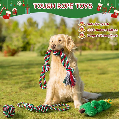 Aitmexcn Dog Rope Toys Set, 7 Pack Cotton Dog Toys for Large Dogs and Medium Small, Cute Interactive Squeaky Toy, Chewing Puppy Gaming Toy for Teeth Cleaning