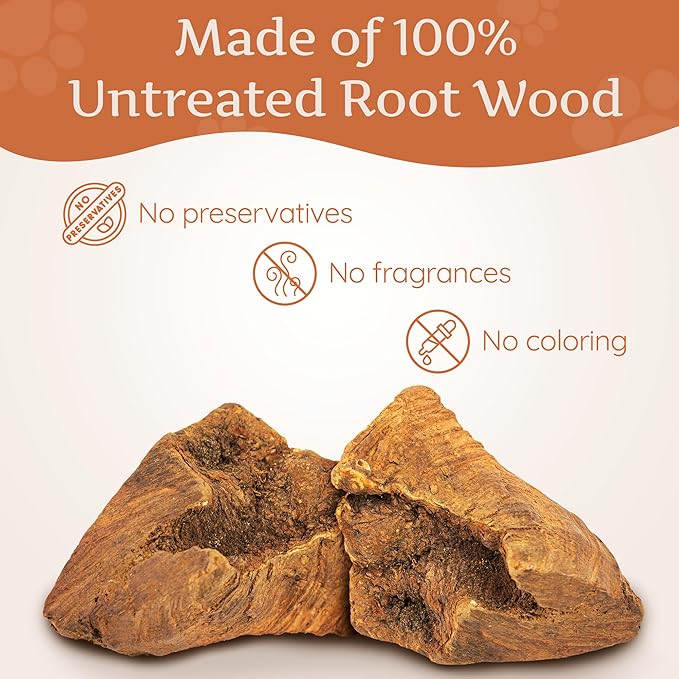 Wildfang® Briar Wood Chewing Root, Large - Splinter Free Wood Dog Chew Toys for Aggressive Chewer, Odorless Natural Teething Toys Dogs Dental Health, Healthy Gums (for Dogs 55-99 lbs), Pack of 3