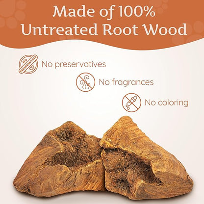 Wildfang® Briar Wood Chewing Root, Large - Splinter Free Wood Dog Chew Toys for Aggressive Chewer, Odorless Natural Teething Toys Dogs Dental Health, Healthy Gums (for Dogs 55-99 lbs), Pack of 3