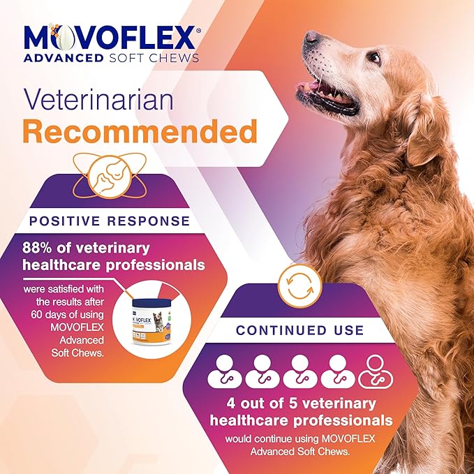 Advanced Soft Chews Hip and Joint Support Supplement for Small Dogs - Movoflex 120 Count by Virbac