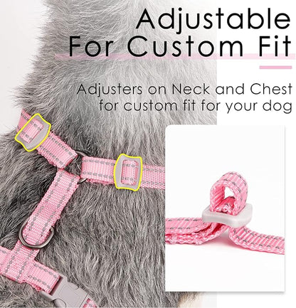 ThinkPet Reflective Breathable Soft Air Mesh No Pull Puppy Choke Free Over Head Vest Harness for Puppy Small Medium Dogs and Cats Pink Medium