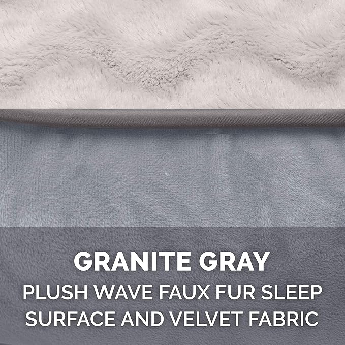 Furhaven Orthopedic Dog Bed for Medium/Small Dogs w/ Removable Bolsters & Washable Cover, For Dogs Up to 35 lbs - Plush & Velvet Waves Perfect Comfort Sofa - Granite Gray, Medium