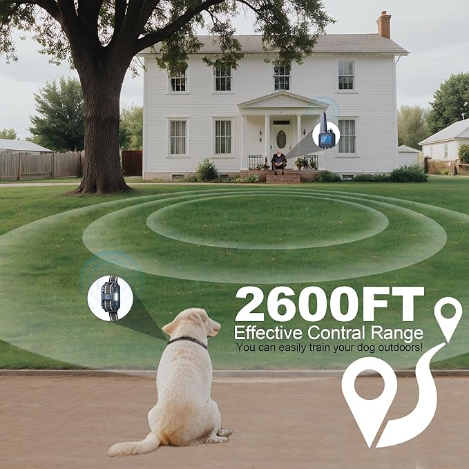 Heaflex Electronic Dog Collar with Remote, 2600ft Waterproof Dog Training Collar for Smal Medium Large Dogs, Beep, Vibration, Shock (1-99) Modes, LED Light, for 5-120Lbs Dogs