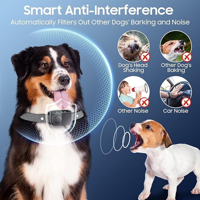 Bark Collar, Dog Bark Collar for Large Medium Dogs 30-120lbs, Automatic Waterproof Barking Collar with Beep Vibration and 5 Adjustable Sensitivity (Black)