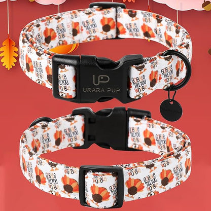 Thanksgiving Dog Collar, Turkey Cotton for Dog or Cat, Autumn Puppy With Lightweight Plastic Buckle, Great Gift for Girl Boy Dogs, XS
