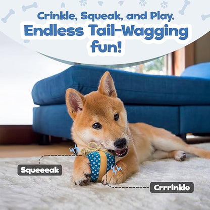 Gift Box Dog Toy – Valentines Day & Birthday Dog Toy, Interactive Squeaker,Rope, and Crinkles for Fun Birthday Puppy Surprise