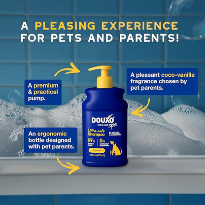 DOUXO® Skin & Coat SPA - Ultra-Safe Oatmeal Dog Shampoo, 16 fl oz, Cleans and Deeply Hydrates The Skin, Leaves The Coat Soft and Radiant, Skin-Friendly Formula