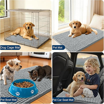 OLANLY Dog Door Mat for Muddy Paws 30x20, Ultra Absorbent Chenille Mud Doormat, Non-Slip Washable and Dirt Trapping Doormat for Indoor Entryway, Quick-Dry Indoor Pet Bed Mats for Dogs, Grey