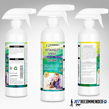 Vet Recommended Dog Detangler Spray & Conditioner – Made from Fresh Natural Extracts of Papaya, Jojoba & Aloe Vera | Eliminate Loose Hair, Remove Matts and Rejuvenate Coat | Made in USA | 16 Oz