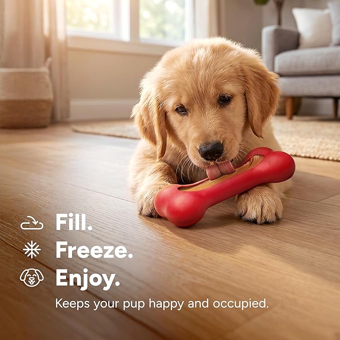 GoSports Pets PupsCream Frozen Dog Treat Holder - Dog Enrichment Fill and Freeze Bone Station - Helps Keep Dogs Busy