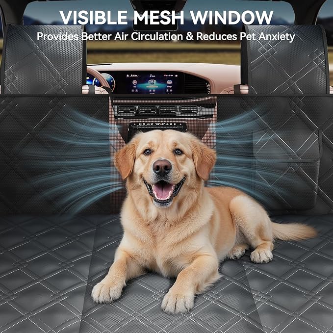 Surfcabin Back Seat Extender for Dogs – Waterproof Dog Seat Cover for Back Seat with Door Protection, Easy to Use and Clean, Hard Bottom, Holds 420 lbs Dog Hammock for Cars, SUVs & Small-Size Trucks