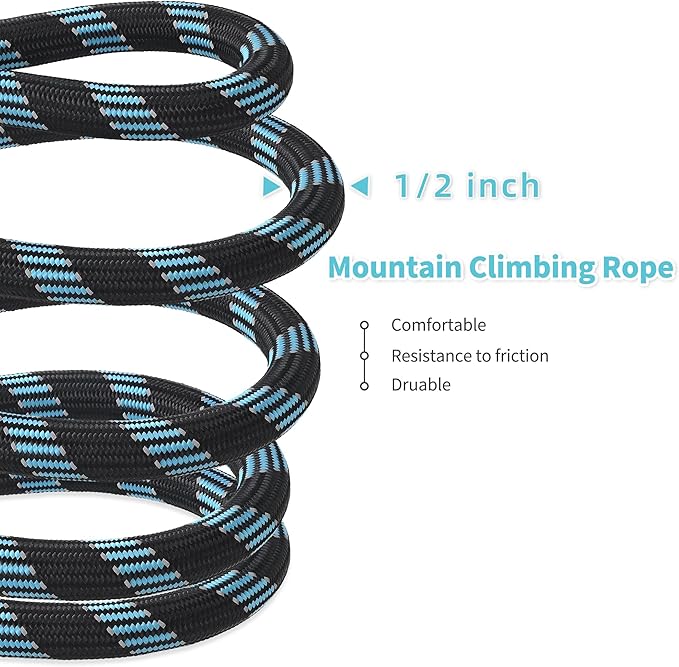 Mile High Life Reflective Dog Leash, with Comfortable Padded Handle, Black Nylon Rope Leash with Steel Tips, Heavy Duty 4 Feet Pet Leashes (Black Blue,48 Inches)