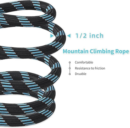 Mile High Life Reflective Dog Leash, with Comfortable Padded Handle, Black Nylon Rope Leash with Steel Tips, Heavy Duty 4 Feet Pet Leashes (Black Blue,48 Inches)