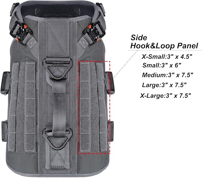 ICEFANG GN3 Tactical Dog Harness with 6X Buckle,Dog Molle Vest with Handle,3/4 Body Coverage,Hook and Loop Panel for ID Patch,No Pulling Front Clip (M (25"-31" Girth), Wolf Gray)