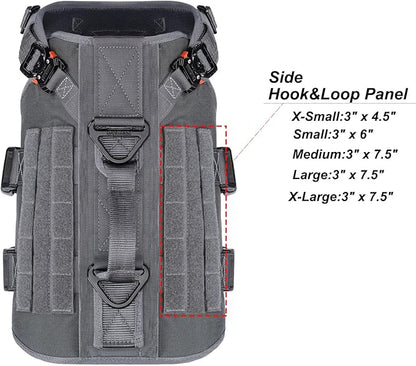 ICEFANG GN3 Tactical Dog Harness with 6X Buckle,Dog Molle Vest with Handle,3/4 Body Coverage,Hook and Loop Panel for ID Patch,No Pulling Front Clip (M (25"-31" Girth), Wolf Gray)