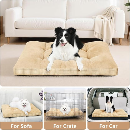 MIHIKK Washable XL Dog Bed for Extra Large Dogs with Anti-Slip Bottom, Premium Foam Pet Pad for Crate for Large Medium Small Sized Puppies, 41" x 27" Light Brown