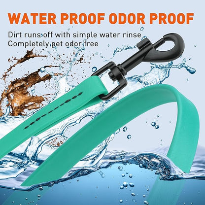Dogline Biothane Waterproof Dog Leash Strong Coated Nylon Webbing with Black Hardware Odor-Proof Easy to Clean High Performance for Small or Large Dogs Made in USA 4 or 6 ft Lead, Teal
