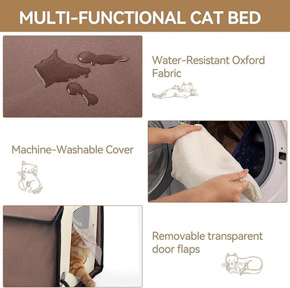 ALL FOR PAWS Heated Cat House, Indoor/Outdoor Cats Home for Winter with Heated Pad,Cat Houses & Condos, Feral Kitty Shelter, Thermo Kitty Home