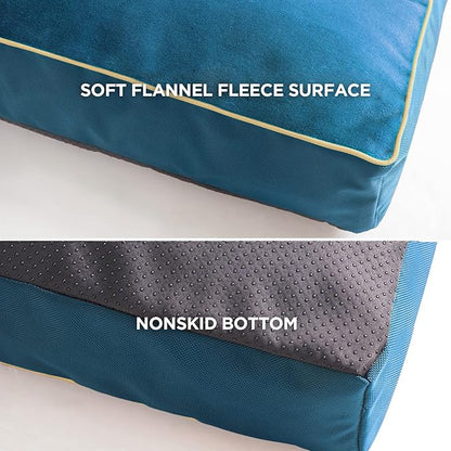 Bedsure Washable Dog Beds Large Sized Dog - 3 Inch Thicken Up to 80lbs Pet Mat Pillows with Removable Washable Cover, Blue