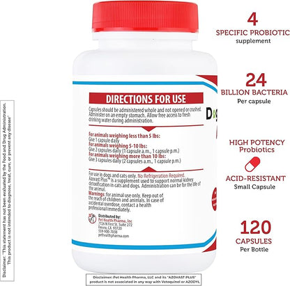 Azovast Plus Kidney Health Supplement for Dogs & Cats, 360ct - NO Refrigeration Required - Help Support Kidney Function & Manage Renal Toxins - Renal Care Supplement Capsule(U.S.A)(360 Caps)