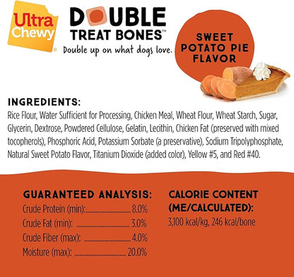 Ultra Chewy Gourmet Flavors: Long-Lasting Chews Made in USA, Highly Digestible, for Aggressive Chewers - Sweet Potato Pie, Turkey and Cranberry, Pumpkin Flavors (6 Count)