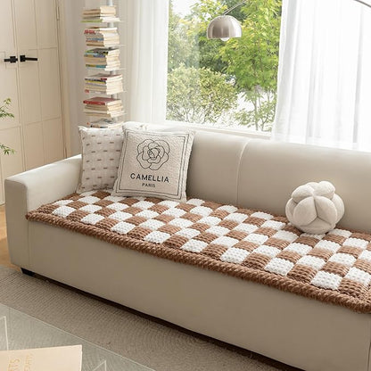 HOMEREFROM Couch Cover for Dogs Washable, Fuzzy Pet Cover for Sofa, Covers for 3 Cushion Couch Pet-Friendly, Non Slip Dog Bed Mat Dog Blanket (DarkCoffee, 27.6x70.9 inch)