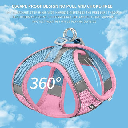AIITLE Step in Dog Harness and Leash Set - No Pull Escape Proof Vest Harnesses with Soft Mesh and Reflective Bands, Adjustable Pet Outdoor Harnesses for Small and Medium Dogs Pink M