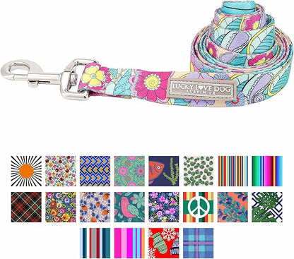 Lucky Love Dog Leash, Beautiful Flower Pattern Female Dog Leash for Large Dogs, Durable & Long Lasting (Caroline, Large)