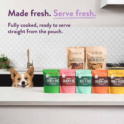Portland Pet Food Company Fresh Dog Food Pouches - Human-Grade Toppers Wet Pet Meal & Mixers - Gluten-Free Limited Ingredient Winnie's Lamb N' Rice - Large & Small Breed Puppy & Senior Dogs - 5 Pack