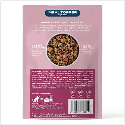 Jinx Beef & Chicken Wet Dog Food Pouches, Meal or Dog Food Topper Mix-in, Made with Real Beef & Chicken, Bone Broth, No Fillers - Puppy, Adult, Senior, 3oz, 8 Pack