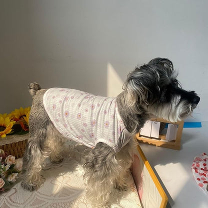 Summer Dog Cotton T Shirt Pet Tee Shirts Puppy Daisy Flower Prints Clothes Apparel for Small Dogs Cats