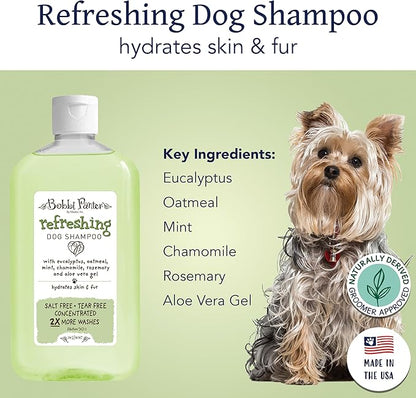 Bobbi Panter Refreshing Dog Shampoo - Hydrates & Soothes Skin & Fur, Minimizes Itching & Dander, Eucalyptus Mint Scent, 30:1 Concentrated Formula, Made in USA, 14 oz. (Case of 12)