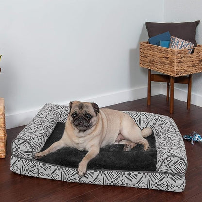 FurHaven Soft, Orthopedic Foam Sofa Dog Bed with Washable & Removable Cover - Plush/Woven - Boulder Gray, Dogs Up to 35 lbs - Medium
