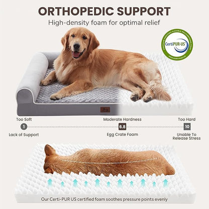 Warmrest Large Dog Beds Large Sized Dogs 48x35x8 Inch, Orthopedic XXL XL Dog Bed for Medium Size Dogs, Big Waterproof Couch Sofa with Removable Washable Cover for Pet, Light Grey
