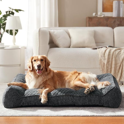 JOEJOY Orthopedic Dog Bed Medium Sized Dogs, Extra Thick Supportive Big Dog Couch Bed with Sides, Ultra Soft Pet Bed Sofa, Grey, 35''x25''