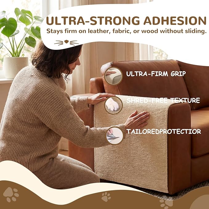 118Inch Cat Carpet Protector for Furniture Couch - Self Adhesive Cat Scratching Mat for Wall Door & Sofa - DIY Trimmable Scratcher Pad Material - Replacement Rug for Shelf Tree.