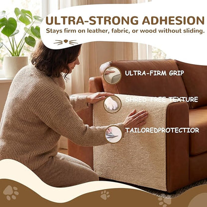 118Inch Cat Carpet Protector for Furniture Couch - Self Adhesive Cat Scratching Mat for Wall Door & Sofa - DIY Trimmable Scratcher Pad Material - Replacement Rug for Shelf Tree.